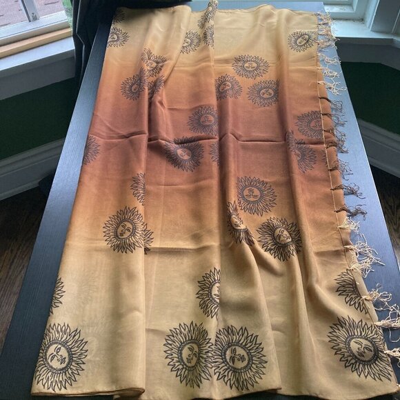 Sun print solar shall/scarf brown /beige - Picture 1 of 7